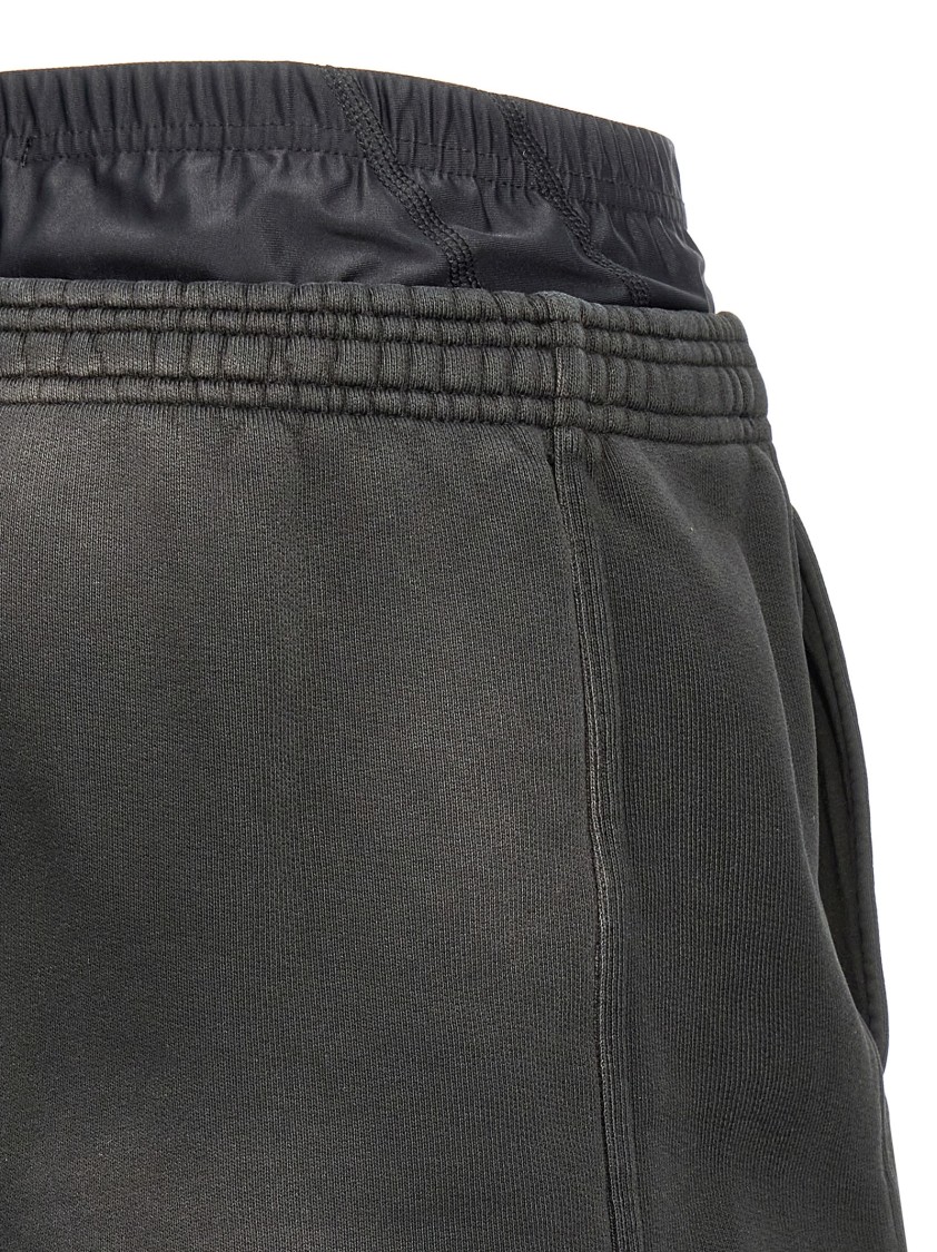 Alexander Wang T T By Alexander Wang Layered Cotton Technical Fabric Boxer Shorts In Black