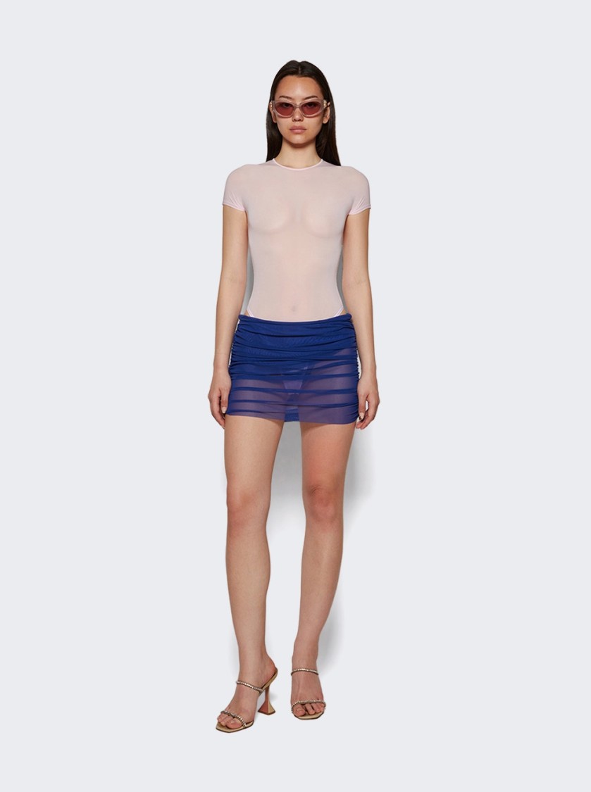 Wardrobe.nyc Sheer Cap Sleeve Bodysuit Blush