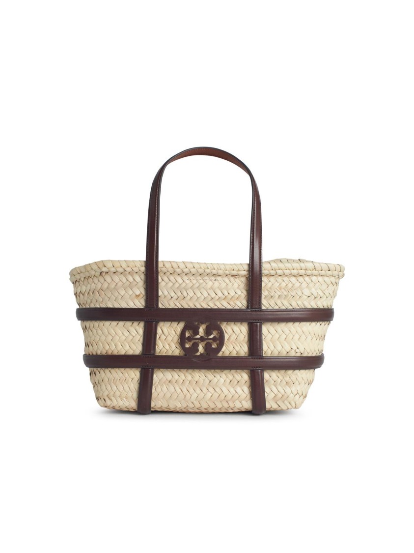 トートバッグ Tory Burch Small 'Ella' Shopping Bag In Straw Leather Color Small Ella Straw Basket Tote: Women's Designer Tote Bags