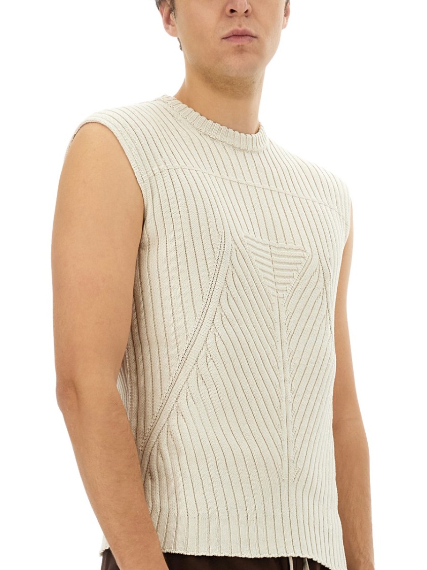 RICK OWENS RICK OWENS TEXTURED RIBBED KNITTED VEST WITH GEOMETRIC PATTERN