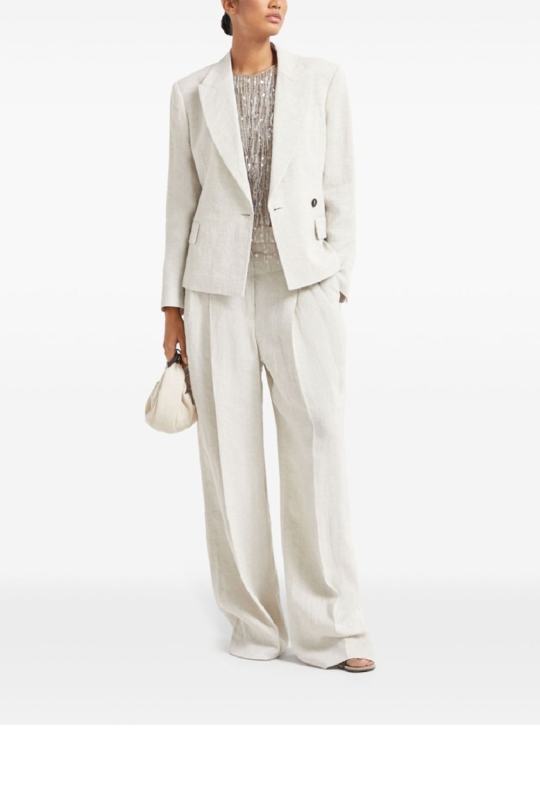 Brunello Cucinelli Tailored Blazer With Classic Lapel In Neutral