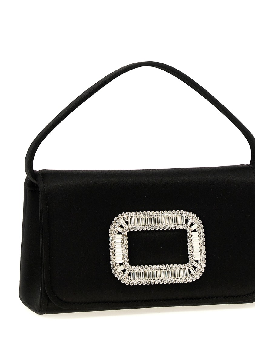 Roger Vivier Micro Pilgrim Top Handle Bag In Black
