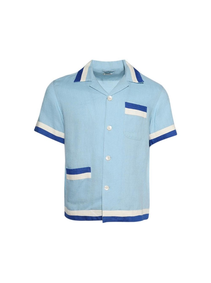 Bode Seedling Stripe Linen Camp Shirt