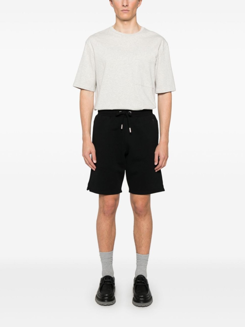 Shop Ami Alexandre Mattiussi Ami Black De Coeur-embroidered Shorts