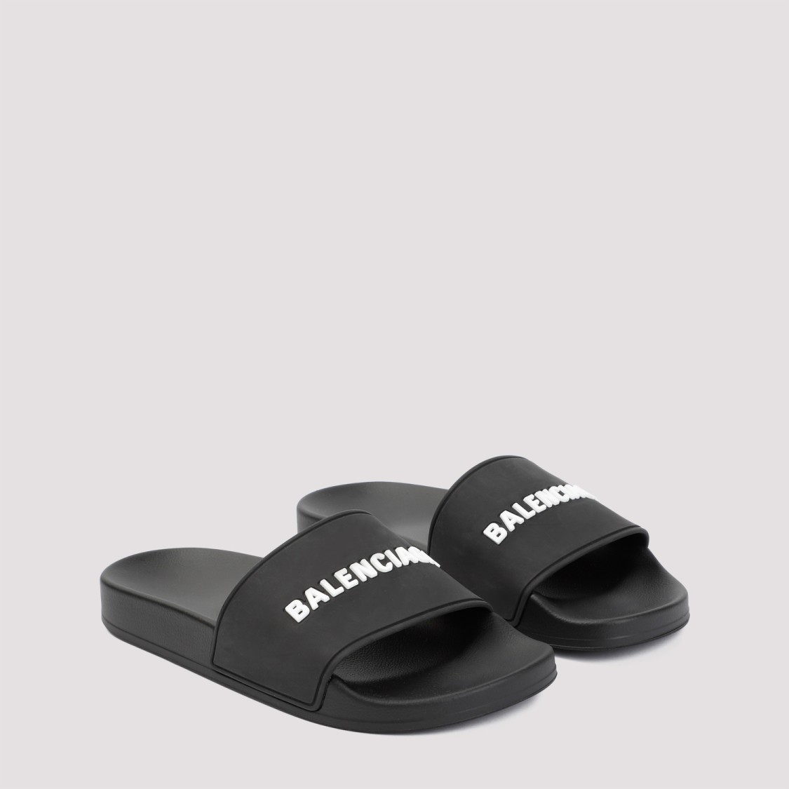 Shop Balenciaga Rubber Pool Slides In Black