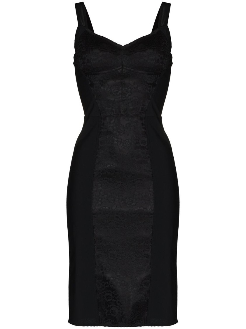 Dolce & Gabbana Fitted Dress With Textured Panels In Black
