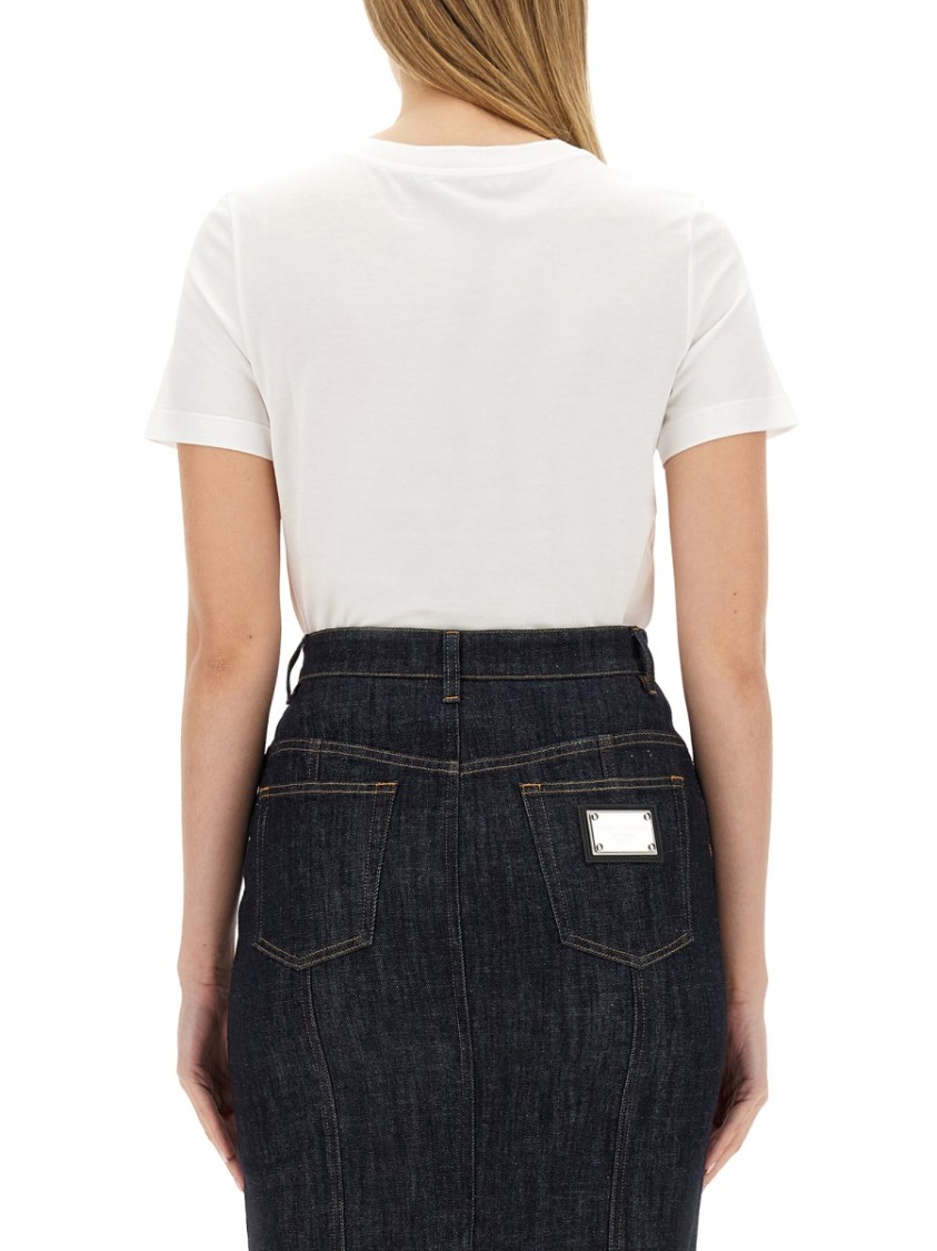Dolce & Gabbana T-shirt With Logo Patch T-shirts White In Black