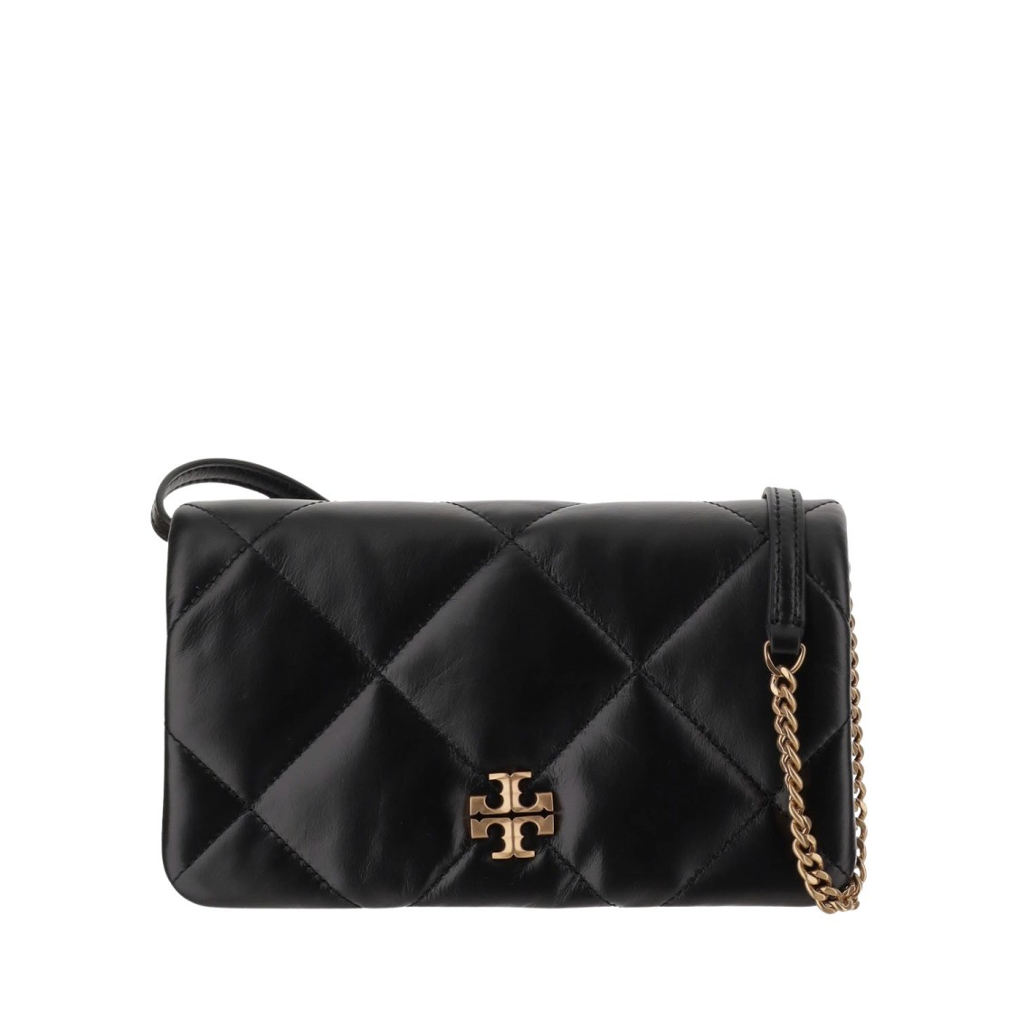 Tory Burch Kira Leather Bag With Crystals Logo In Black