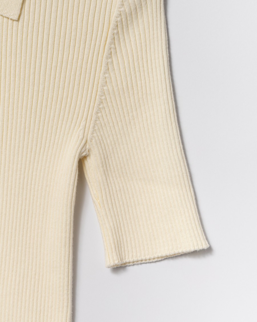 Apc A.p.c. Fitted White Polo Shirt With Classic Collar In Neutral