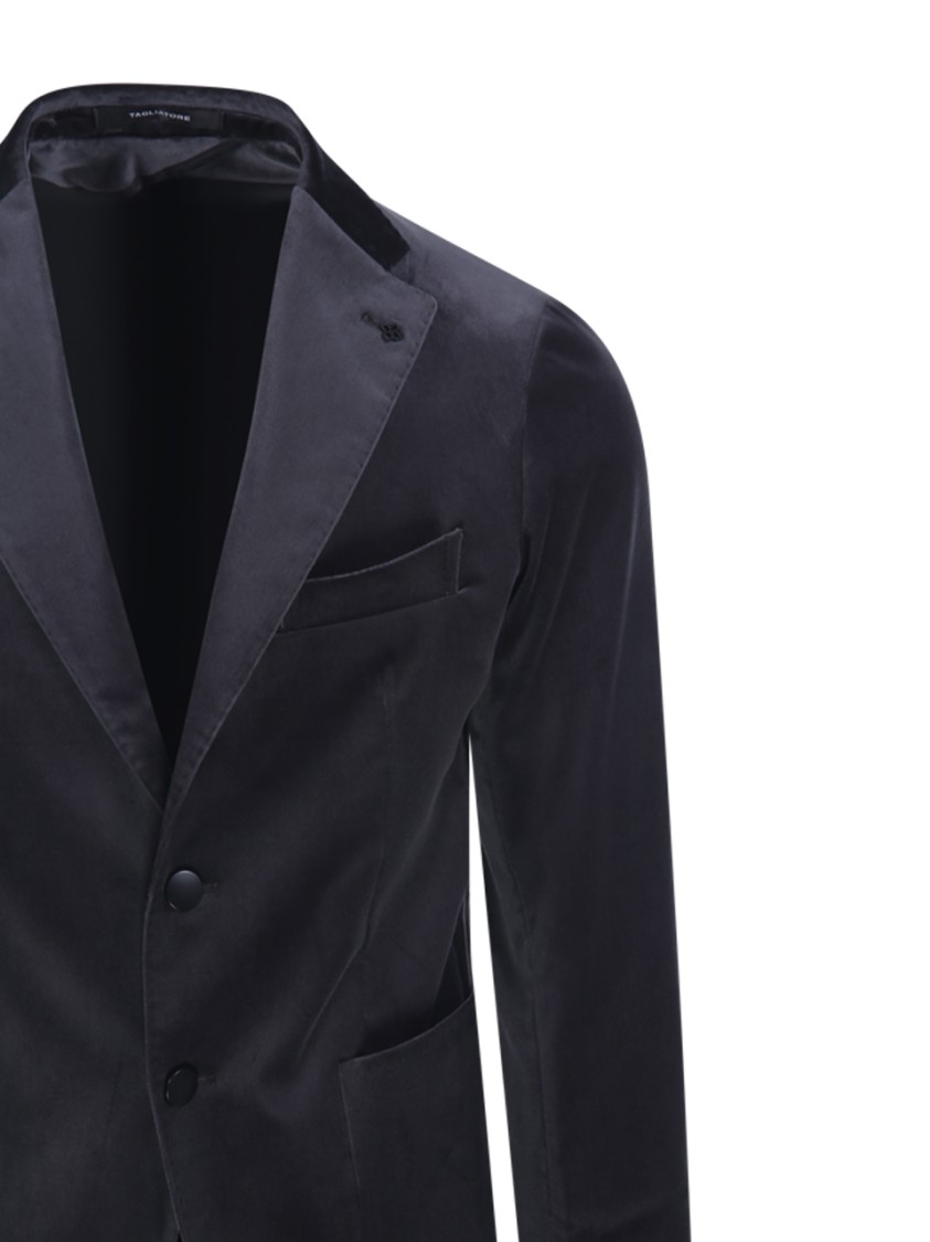 Shop Tagliatore Tailored Black Jacket With Classic Notch Lapel In Grey