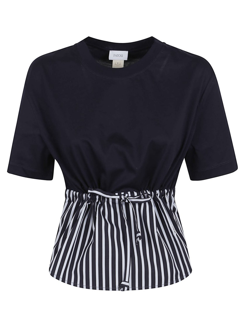 Patou Unique Striped Hem T-shirt With Cinched Waist