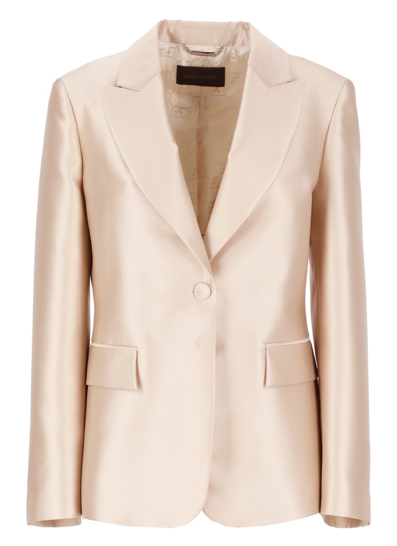 ALBERTA FERRETTI ALBERTA FERRETTI IVORY SILK BLEND BLAZER