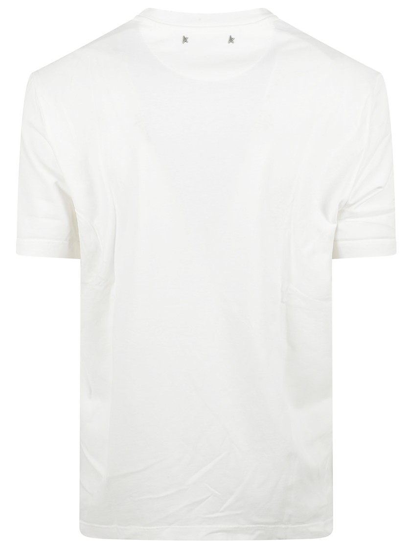 Golden Goose Ribbed Crew-neck Cotton T-shirt With Short Sleeves In White