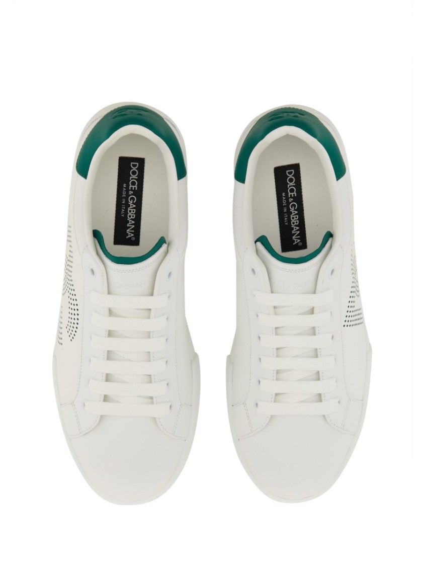 Dolce & Gabbana Portofino Leather Low-top Sneakers In White