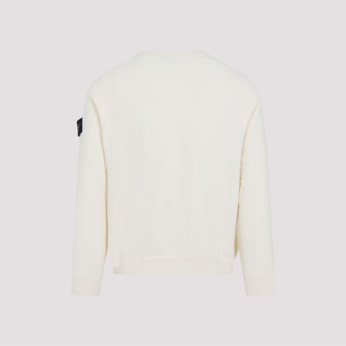 Stone Island Buttoned-patch Knitted Sweater In White