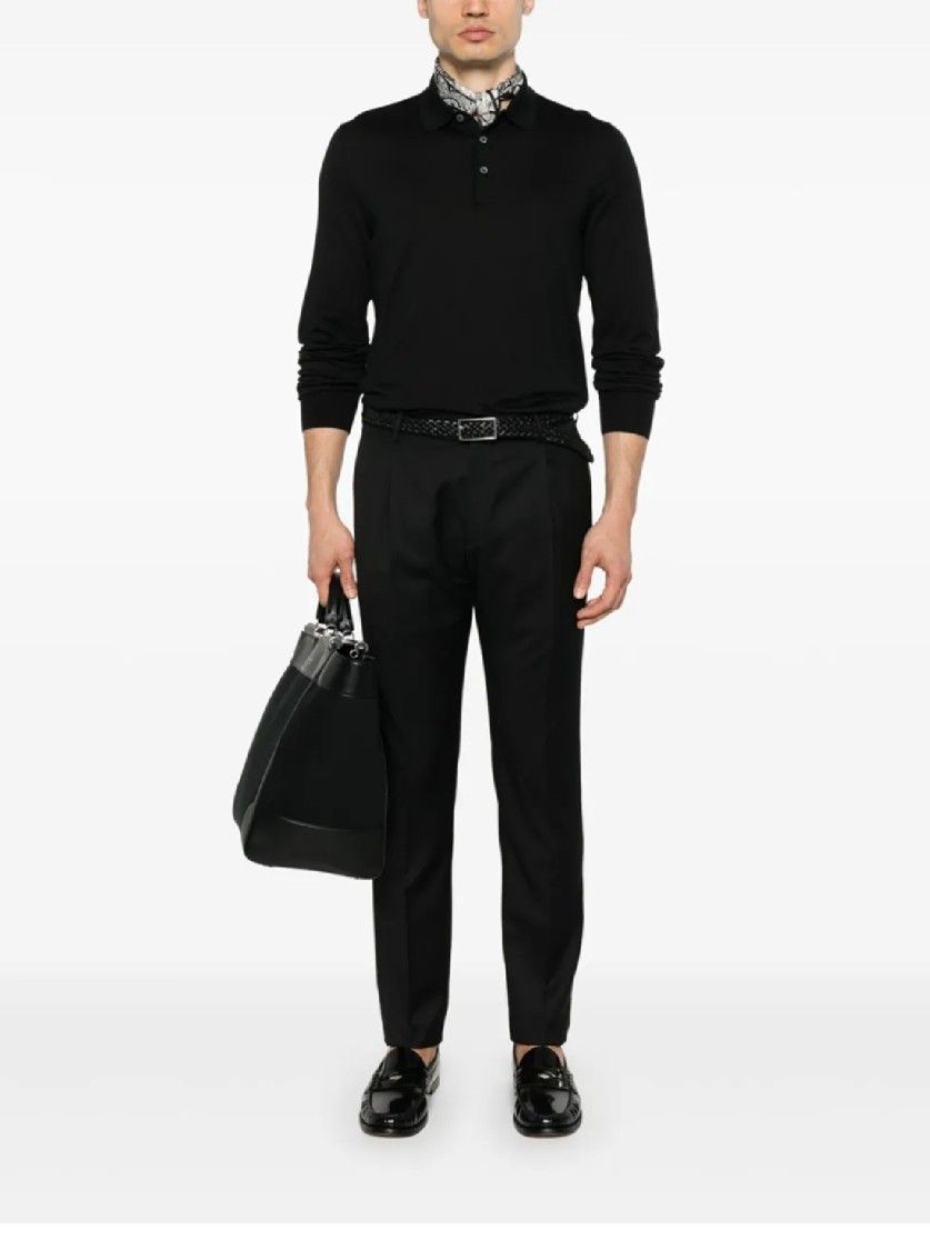 Shop Tagliatore Silk-cotton Blend Polo With Classic Design