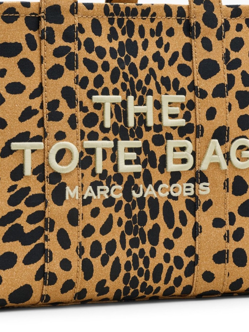 Marc Jacobs Leopard Print Structured Tote Bag In Black