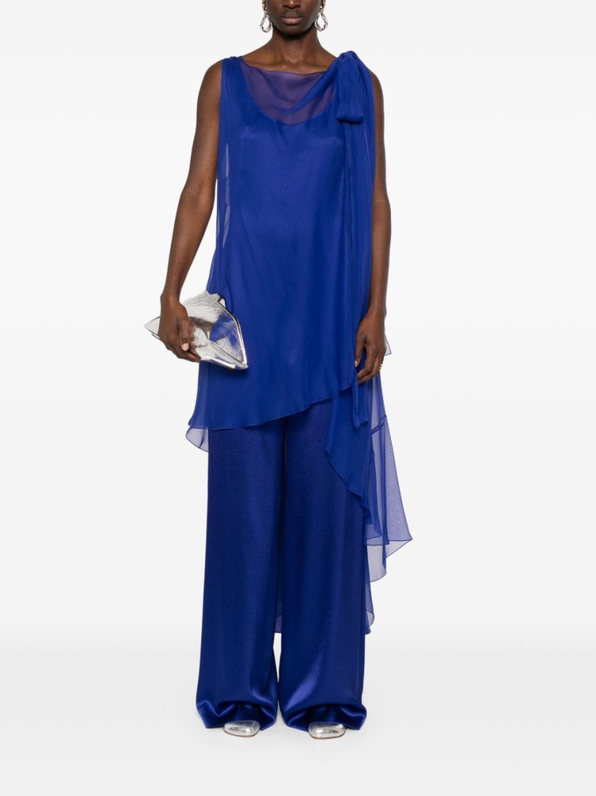 Alberta Ferretti Blue Trousers With Flowing Overlay