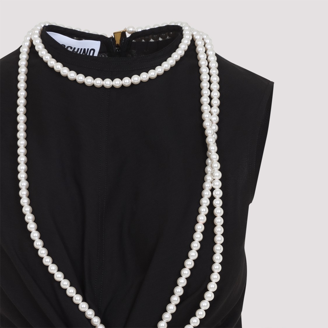 Shop Moschino Black Cotton And Silk Top