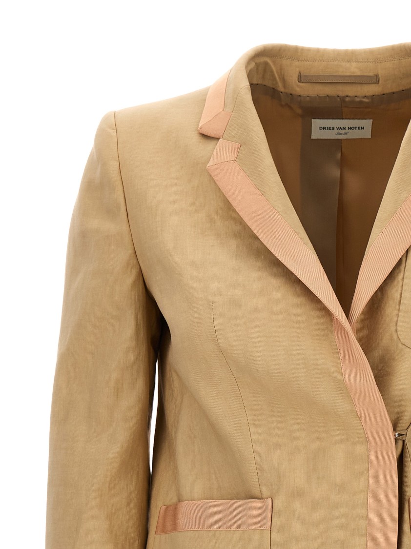 Dries Van Noten 'bessie' Blazer Featuring Front Pockets In Nude