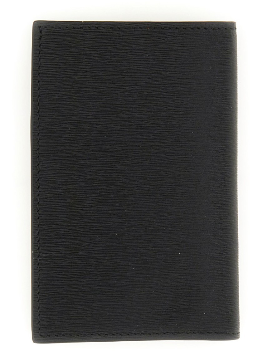 Paul Smith Signature Stripe-print Leather Cardholder In Black