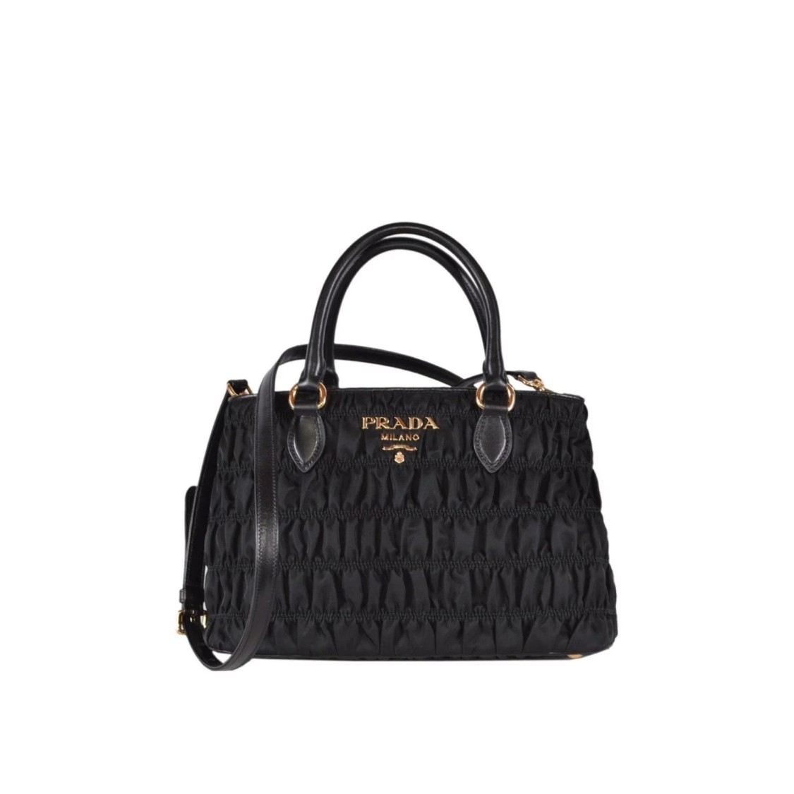 Prada Gaufre Nylon Handbag With Textured Design