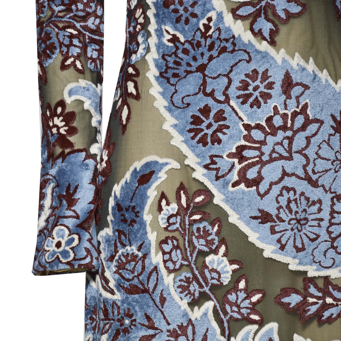 Etro Long Dress In Light Blue Velvet Jacquard Tulle | THE LIST
