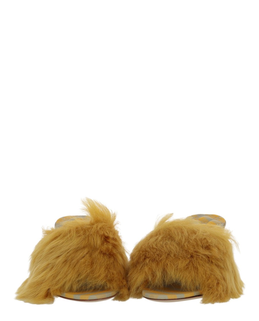 Burberry Jackie Shearling And Leather Mules