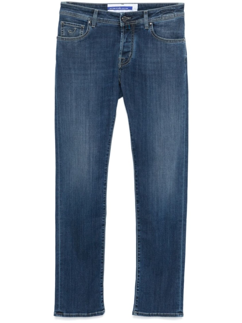 Jacob Cohen Slim Faded Effect Jeans With Belt Loops In Blue
