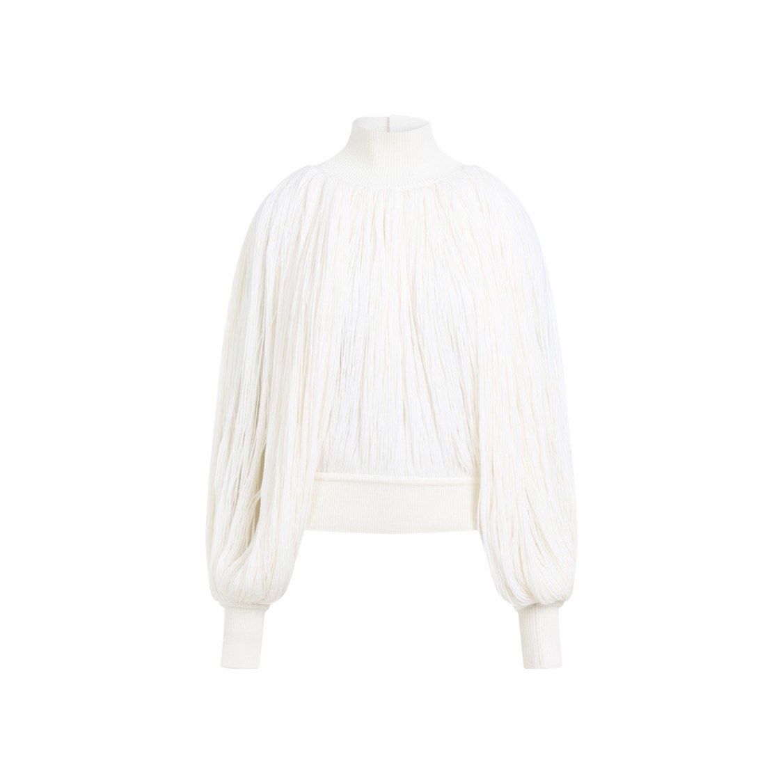 ALAÏA ALAÏA WHITE WOOL/POLYAMIDE TEXTURED BLEND SWEATER
