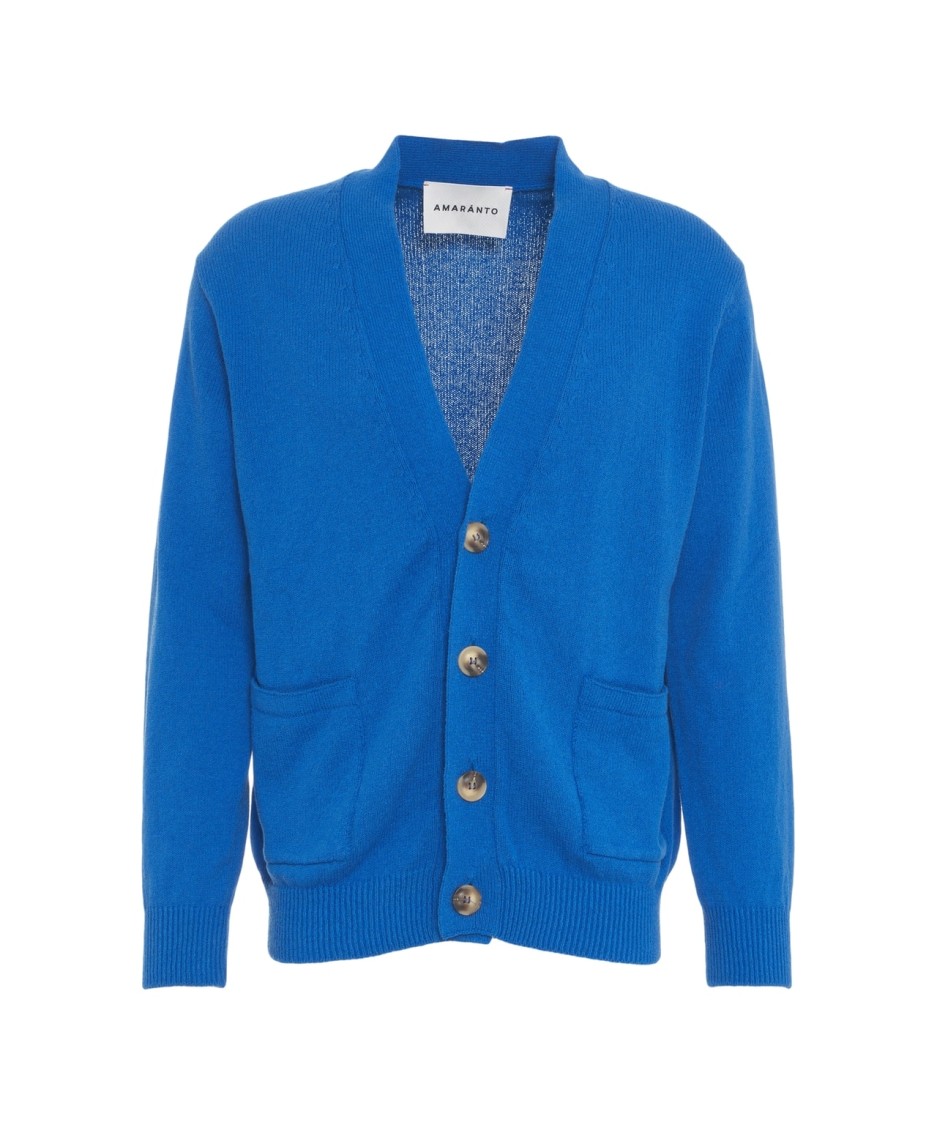 AMARANTO AMARANTO BLUE COTTON BLEND CARDIGAN
