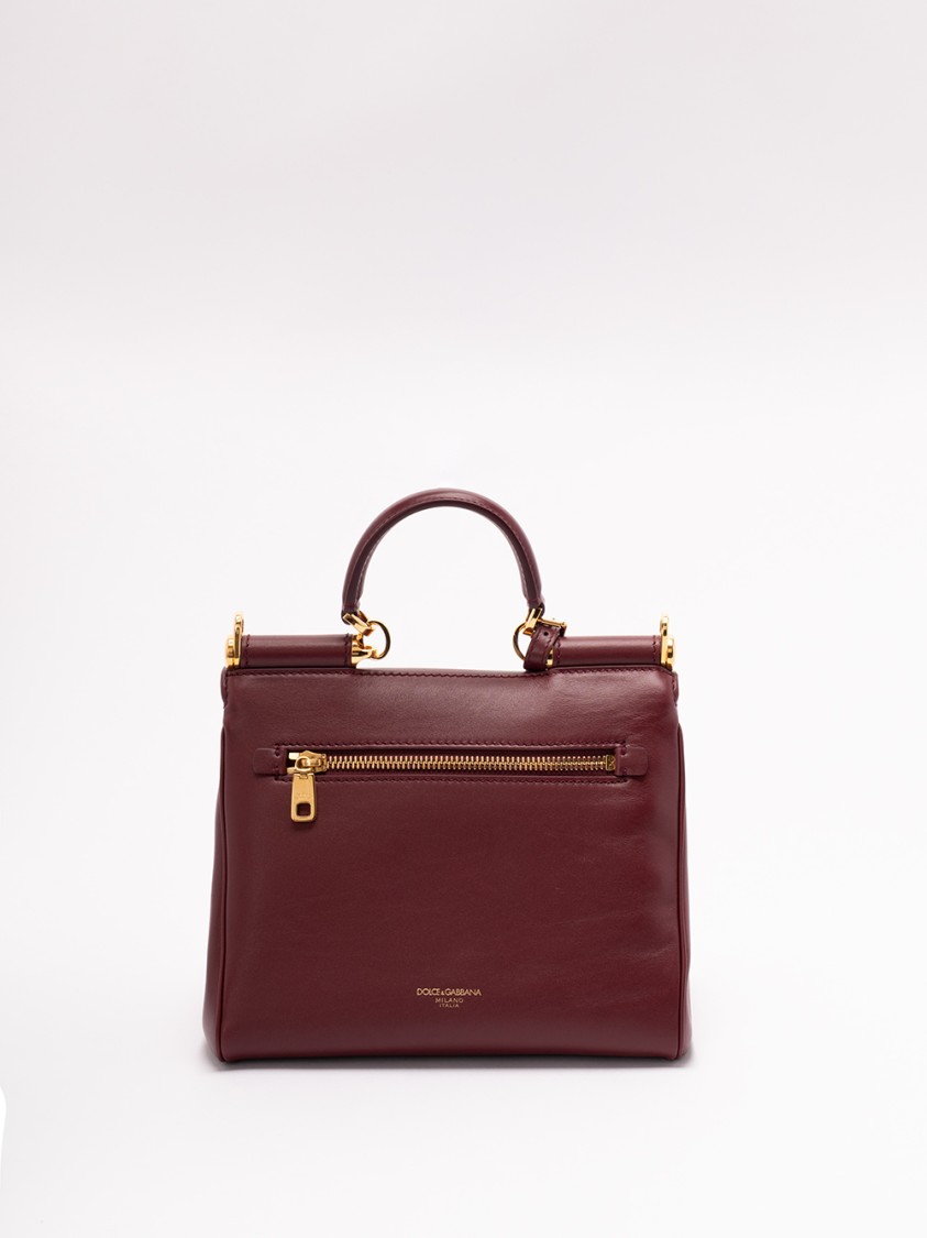 Dolce & Gabbana Structured Calf Leather Handbag In Red