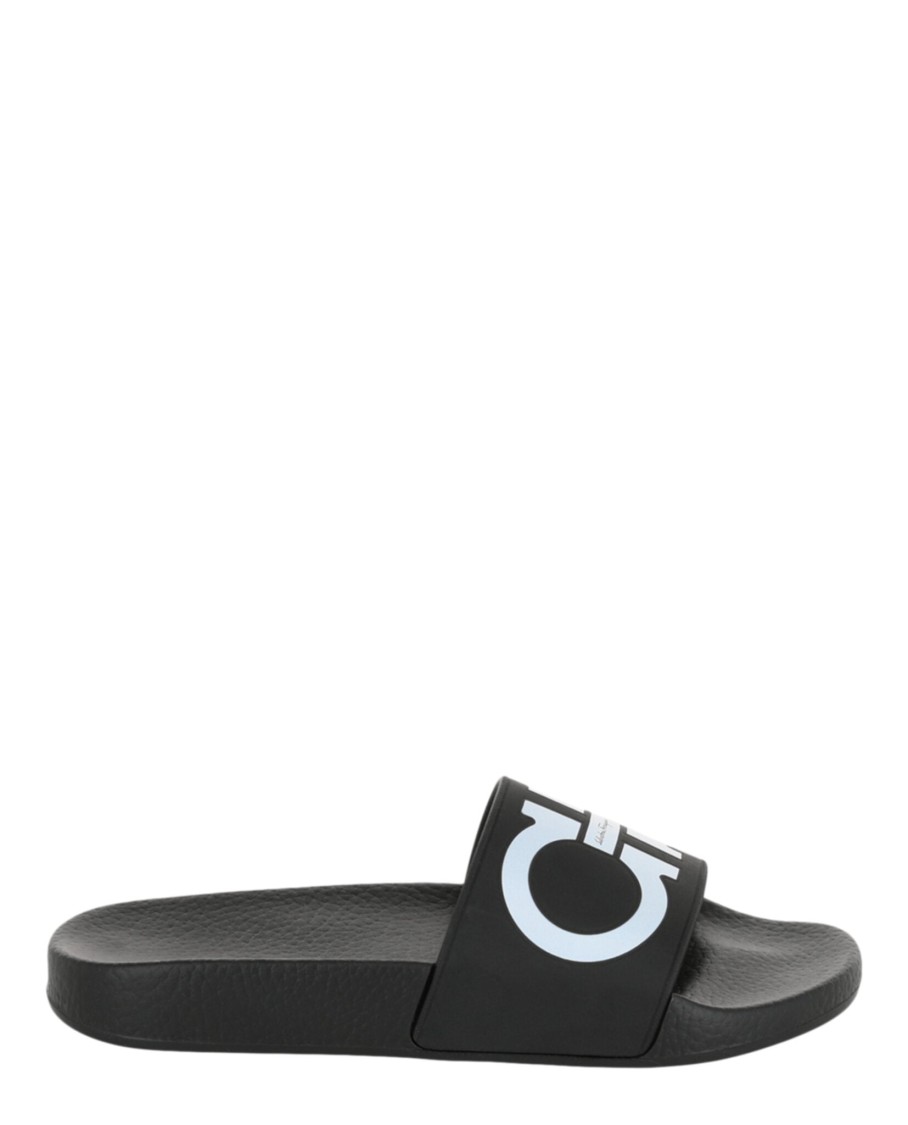 Ferragamo Gancini-print Open-toe Slides