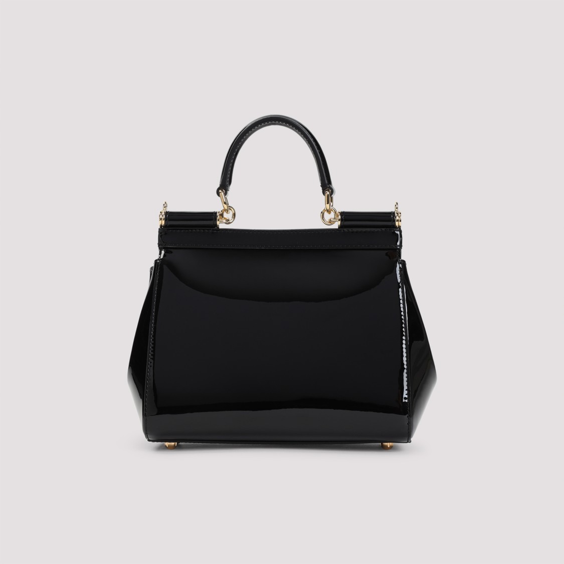 Shop Dolce & Gabbana Sicily Black Patent Calf Leather Handbag