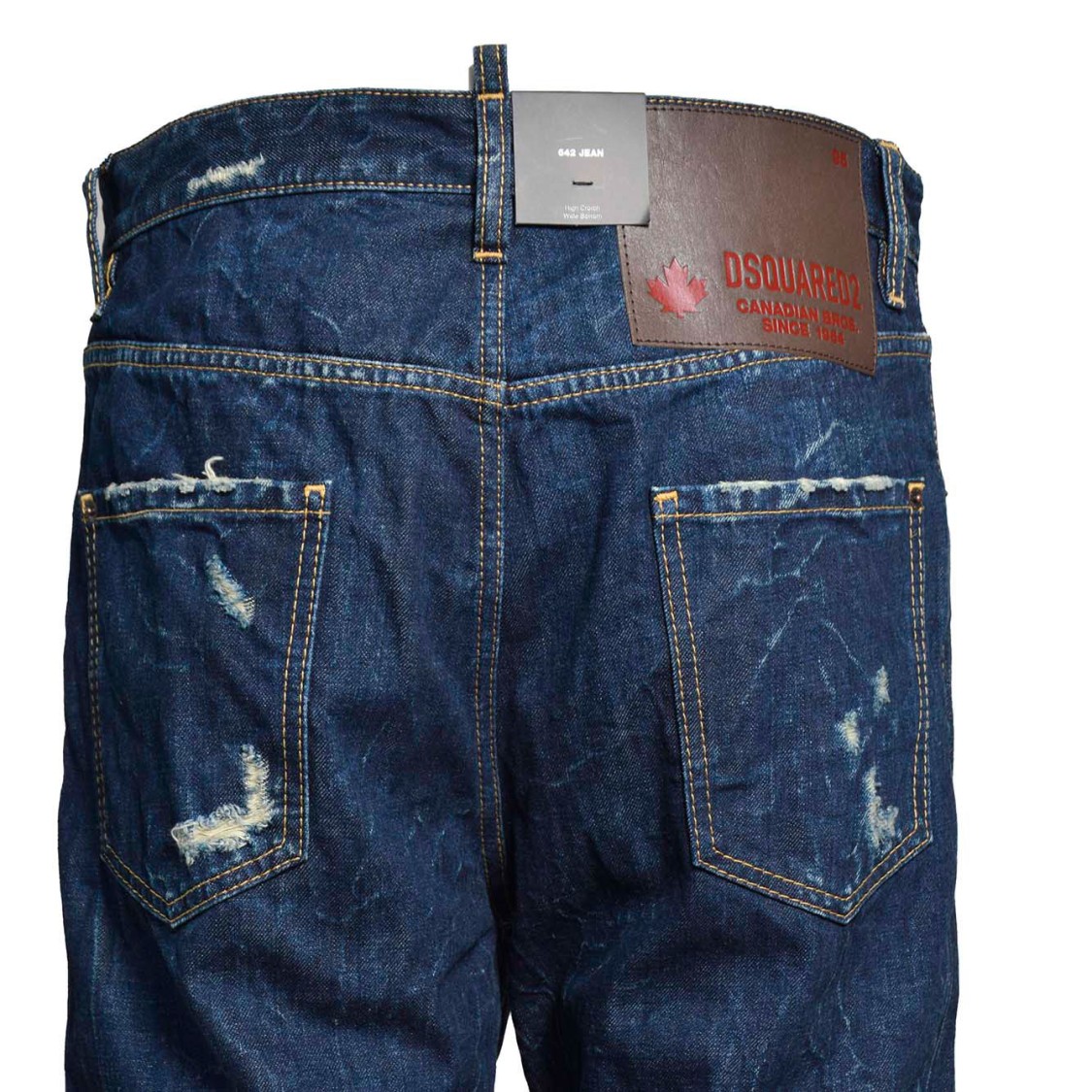 Dsquared2 Blue Jeans With Belt Loops And Logo Patch On The Rear In Black