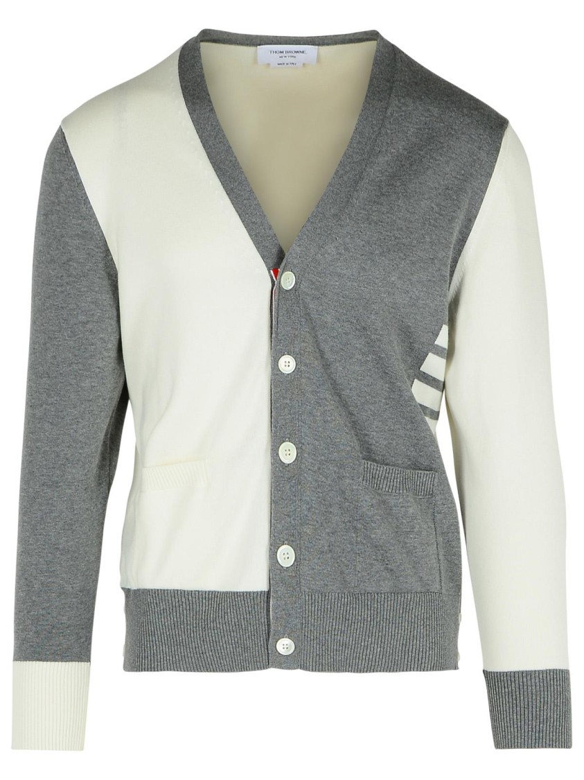 THOM BROWNE THOM BROWNE GREY COTTON CARDIGAN