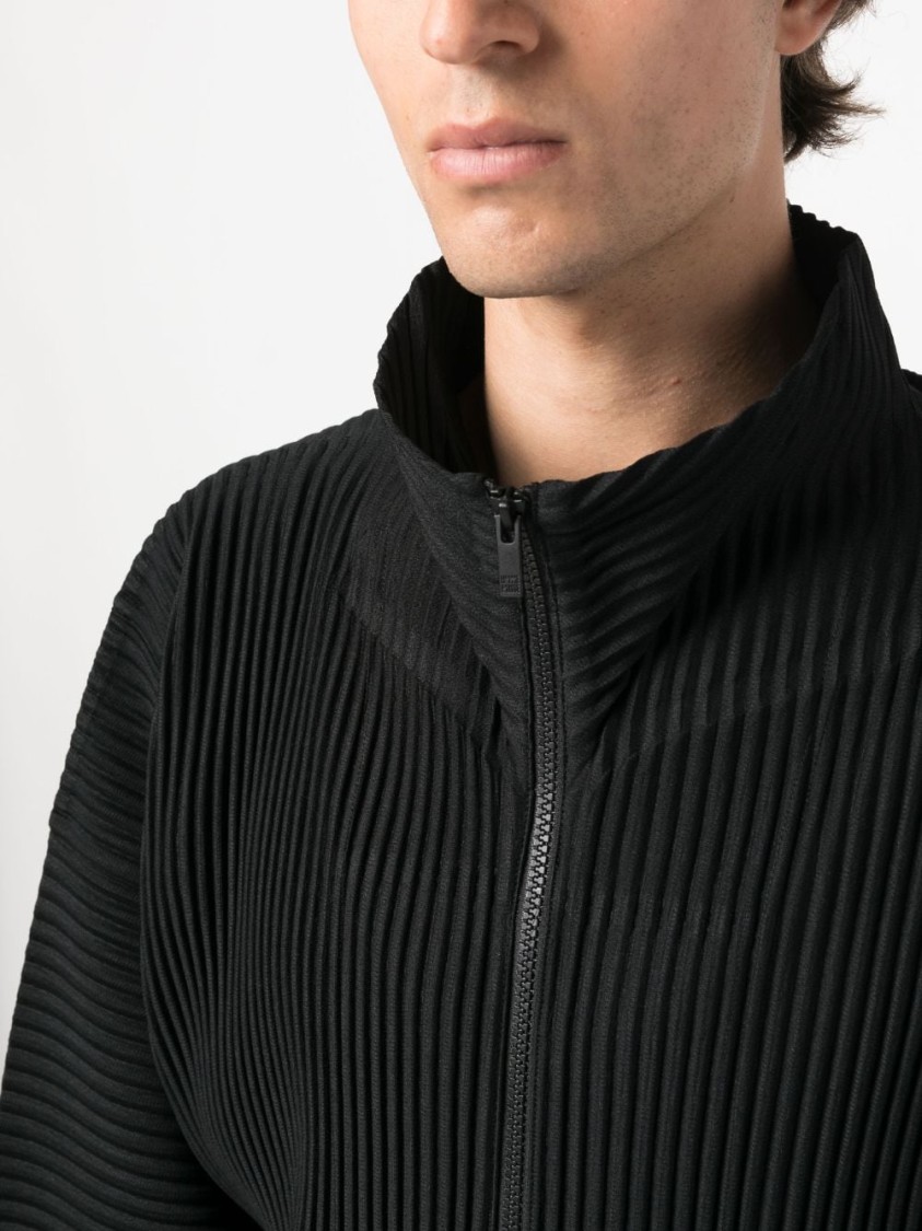 Shop Issey Miyake Homme Plissé Fully Pleated Zip-up Cardigan In Black