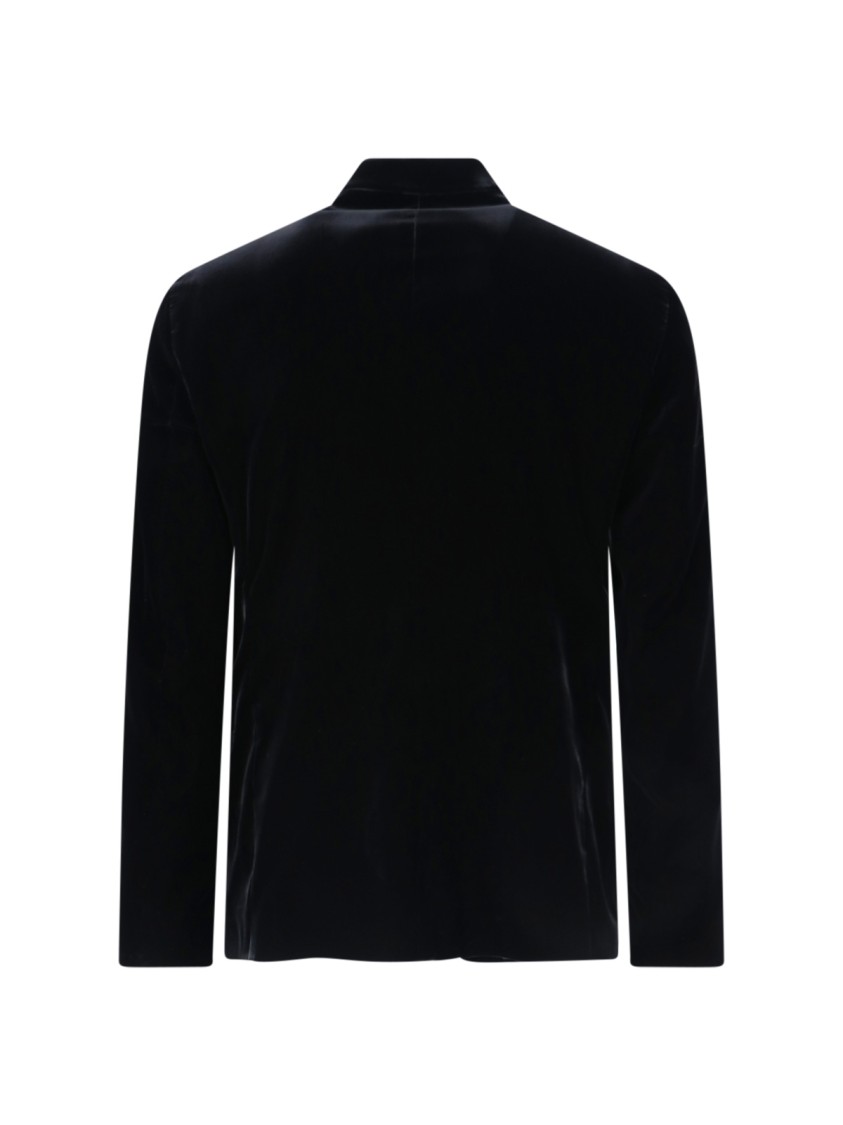 Giorgio Armani Velvet Texture Front Pockets Long Sleeves In Black