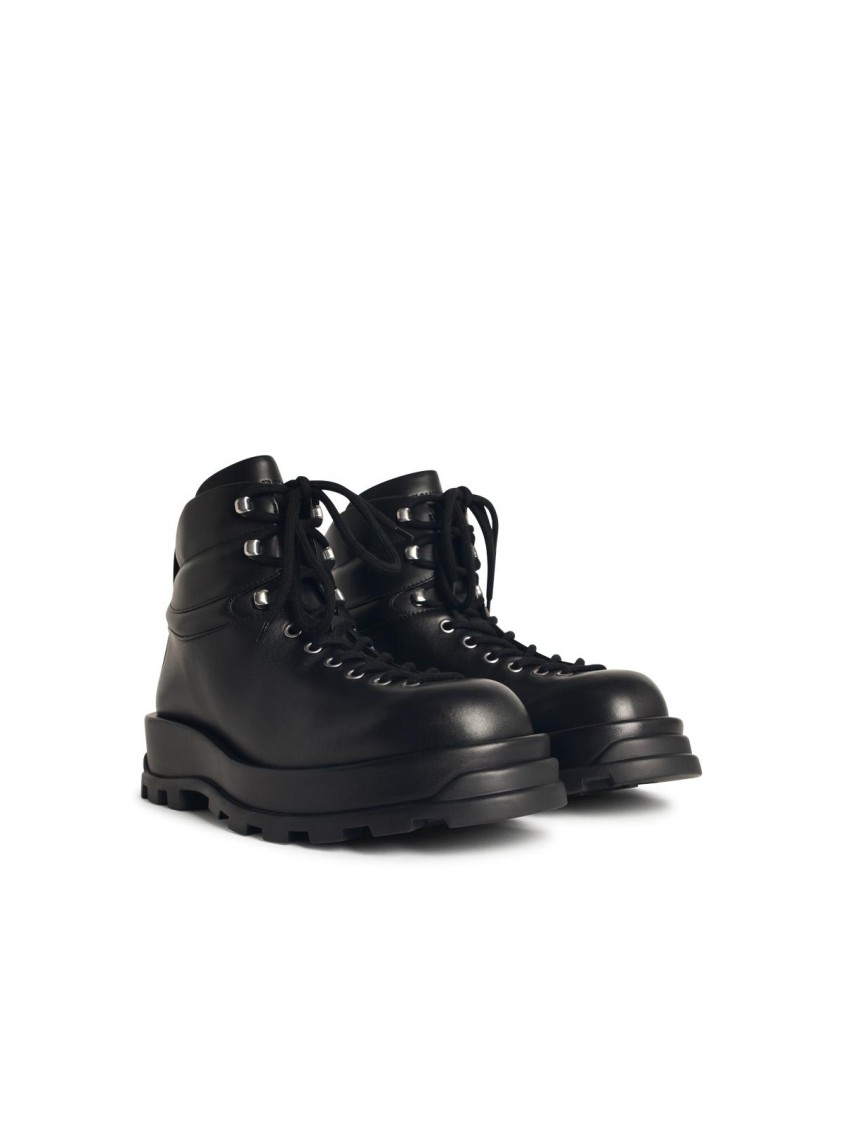 Jil Sander Leather Ankle Boots Men In Black