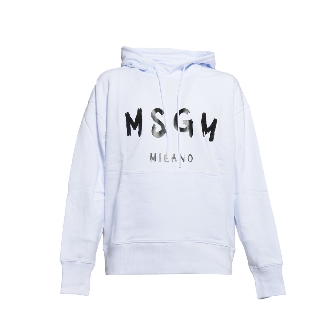 Msgm White Cotton Hoodie With Logo Print In White