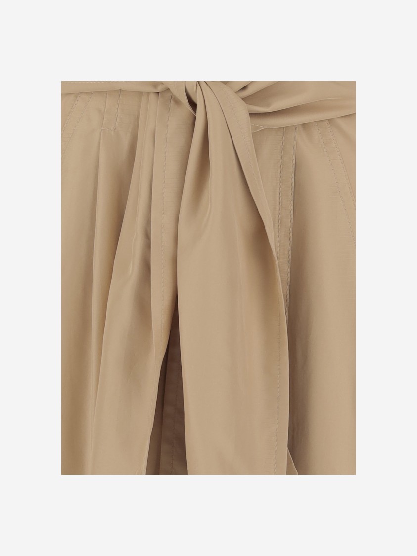Shop Carven Wide-fit Silk Skirt With Knot Closure