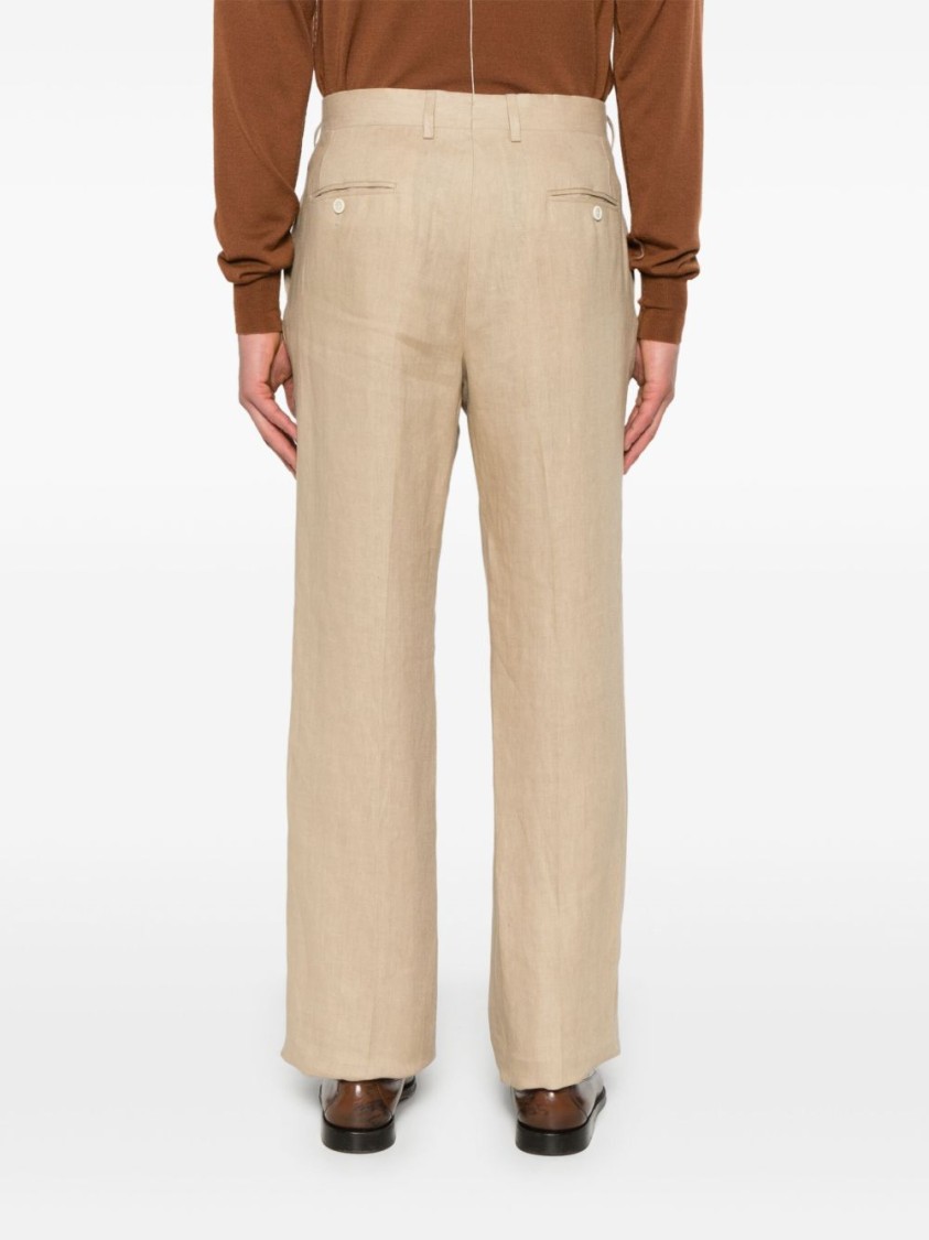 Lardini Beige Drop Trousers With Concealed Fastening And Tailored Finish In Neutral