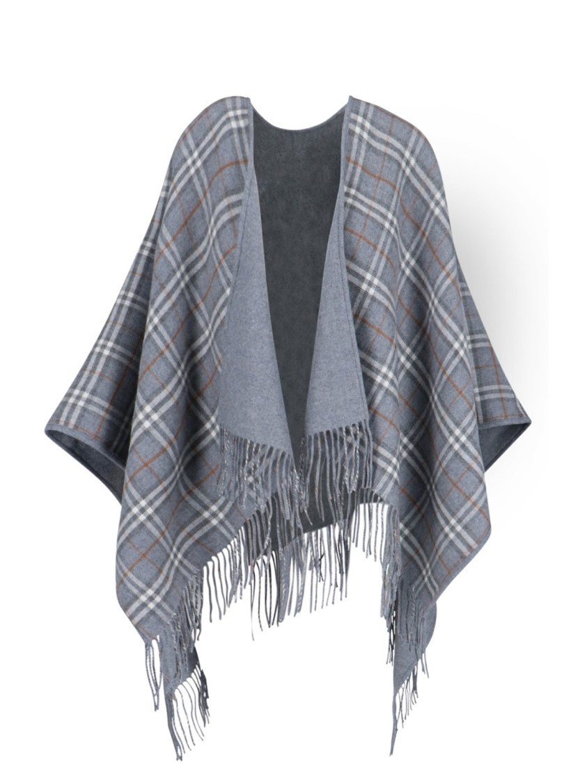 Burberry Reversible Merino Wool Cape In Gray