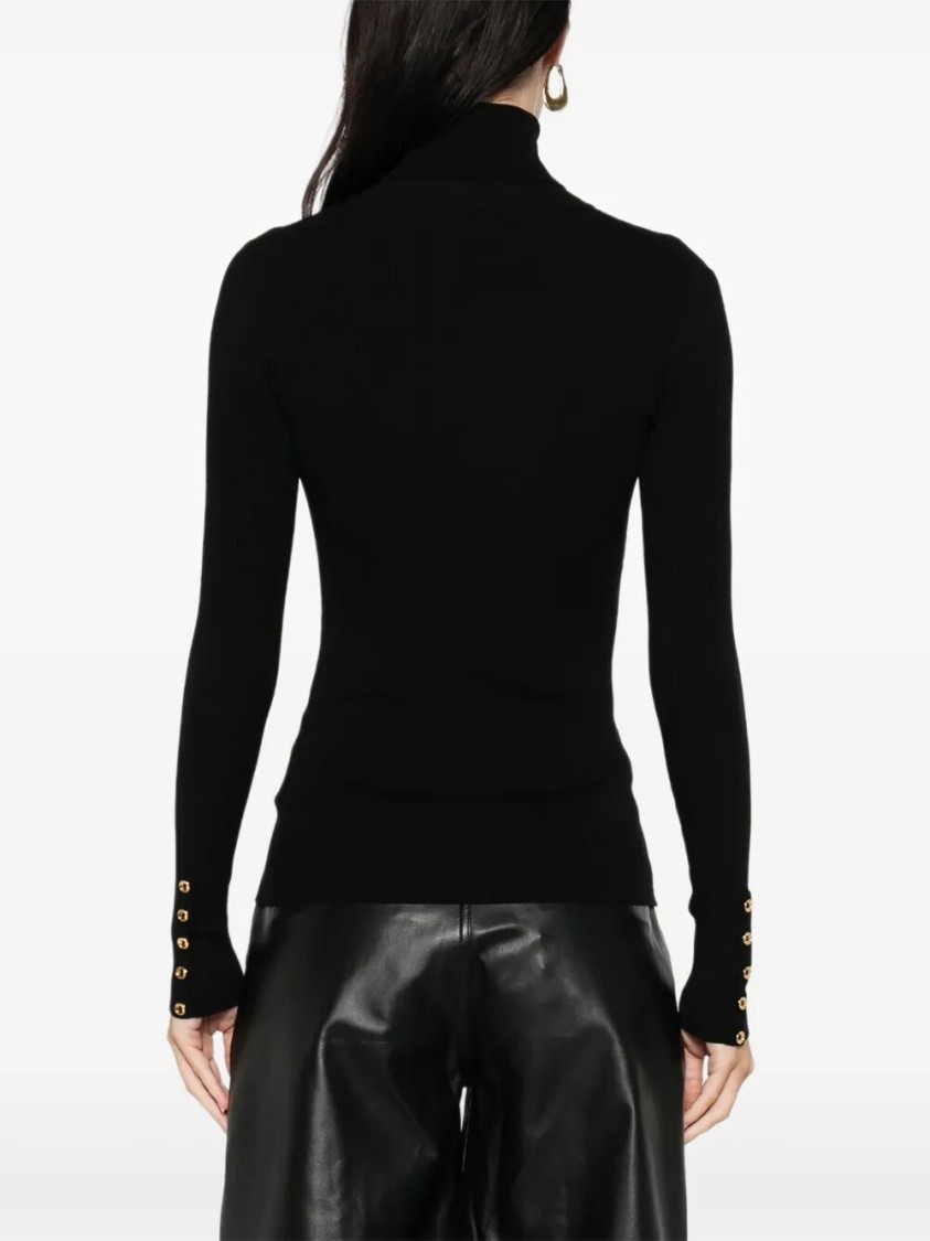 Elisabetta Franchi Ribbed Turtleneck Sweater Sweaters And Cardigans Black In Black