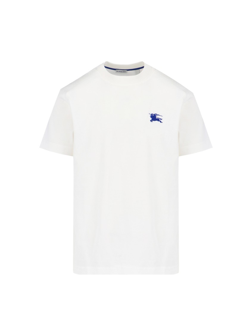Burberry Mens Salt Ekd-embroidered Short-sleeve Cotton-jersey T-shirt