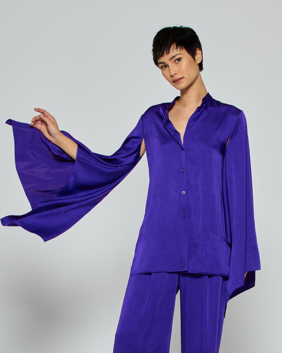 Serena Bute Kimono Sleeve Shirt - Violet Blue