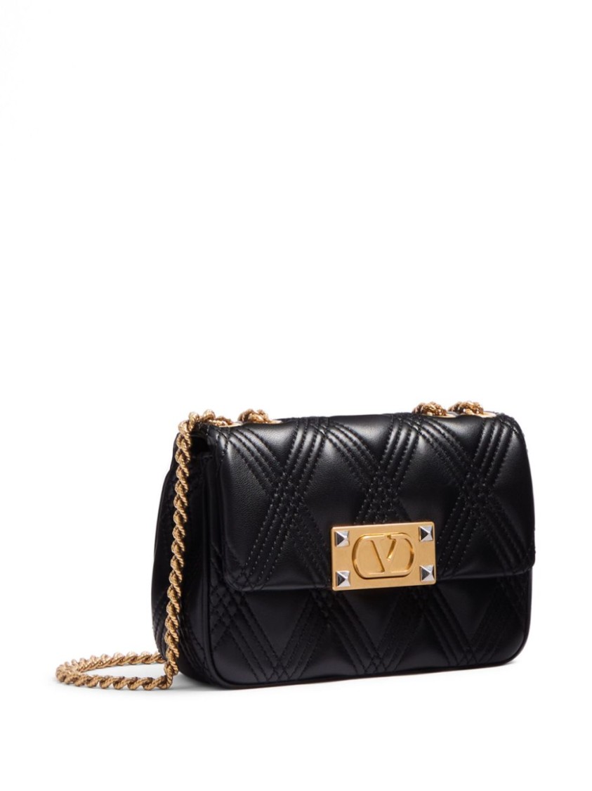 Valentino Garavani Women Quiltie 67 Small Leather Shoulder Bag In Black