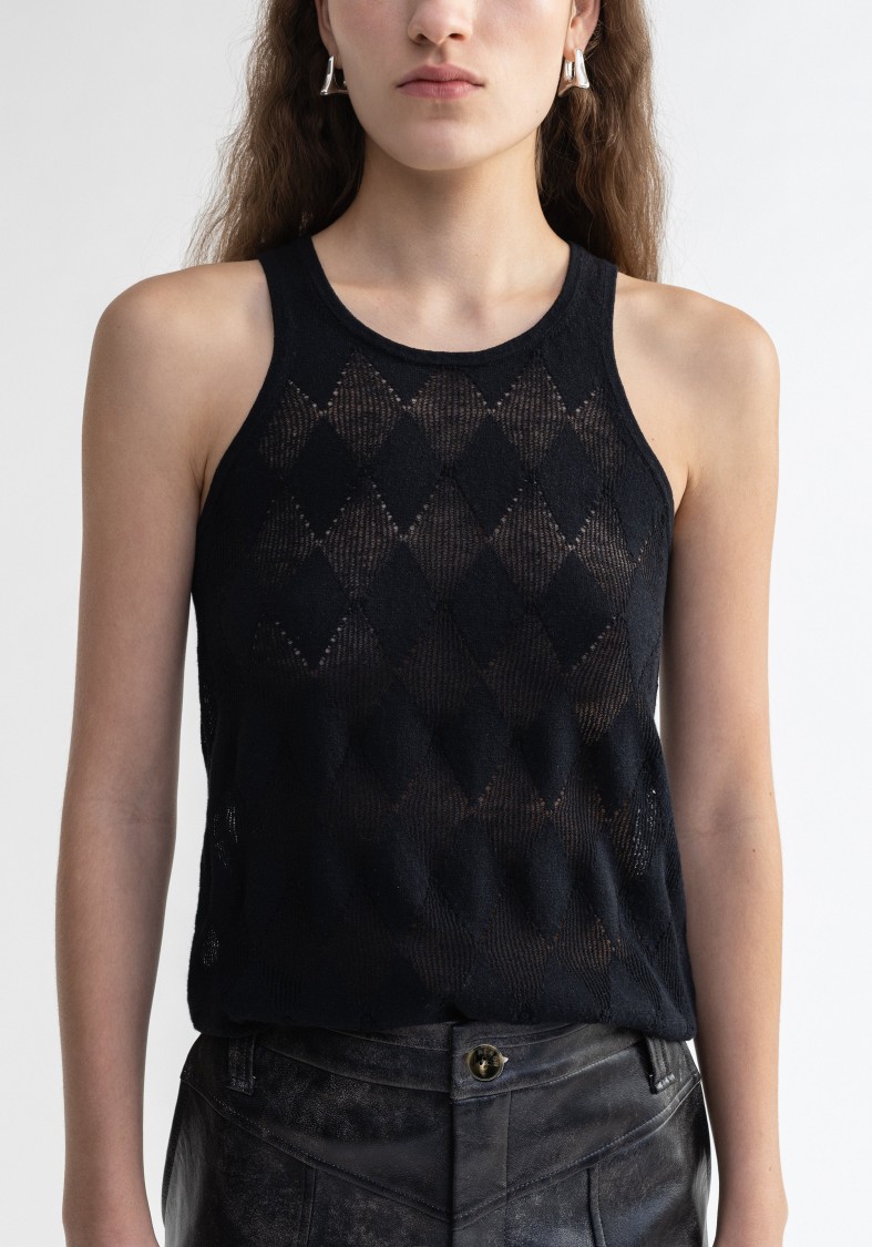 AERON AERON KISMET - DIAMOND KNIT RACER NECK TOP 