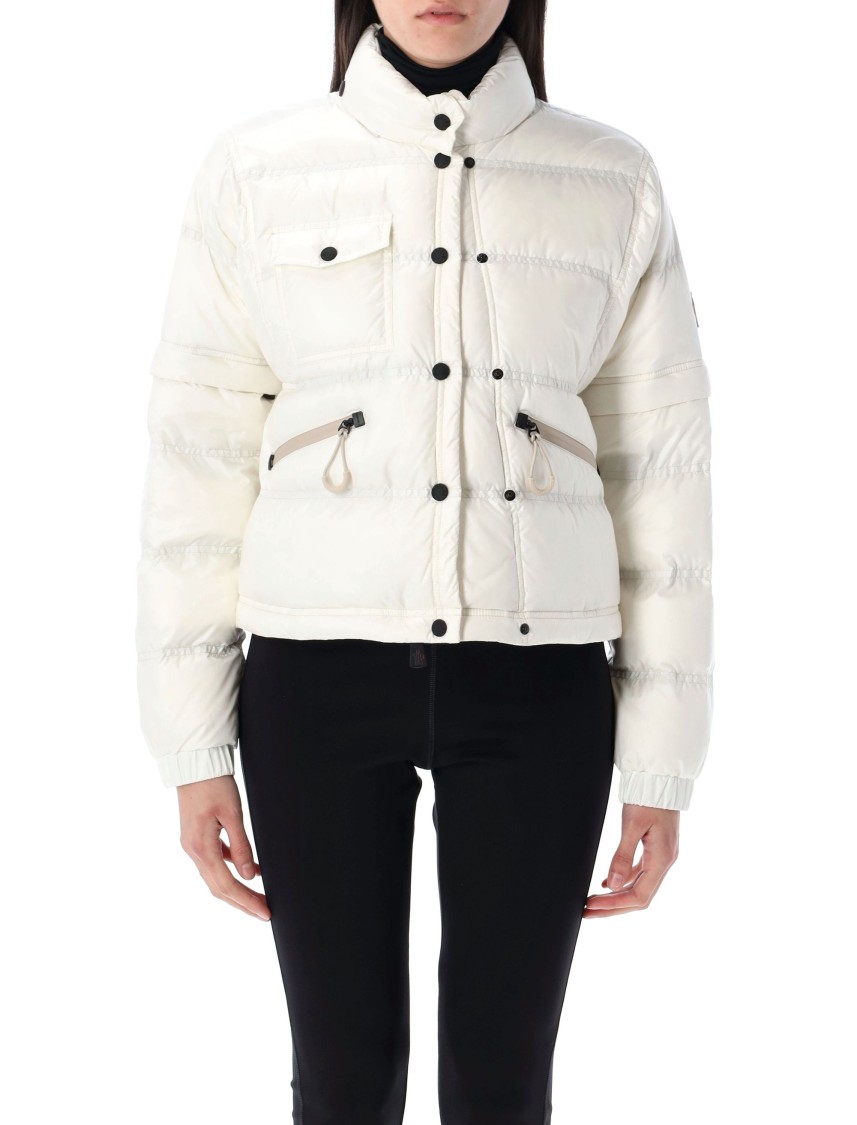 Moncler Grenoble 'mauduit' White Down Jacket With Logo Patch On The Sleeve In Tech Fabric Woman In White
