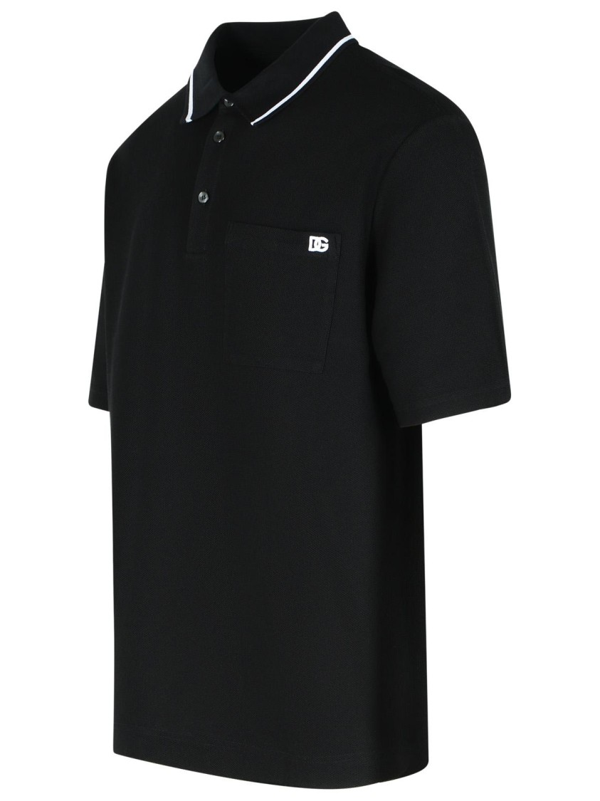 Dolce & Gabbana Polo Shirt In Piqué De Coton In Black